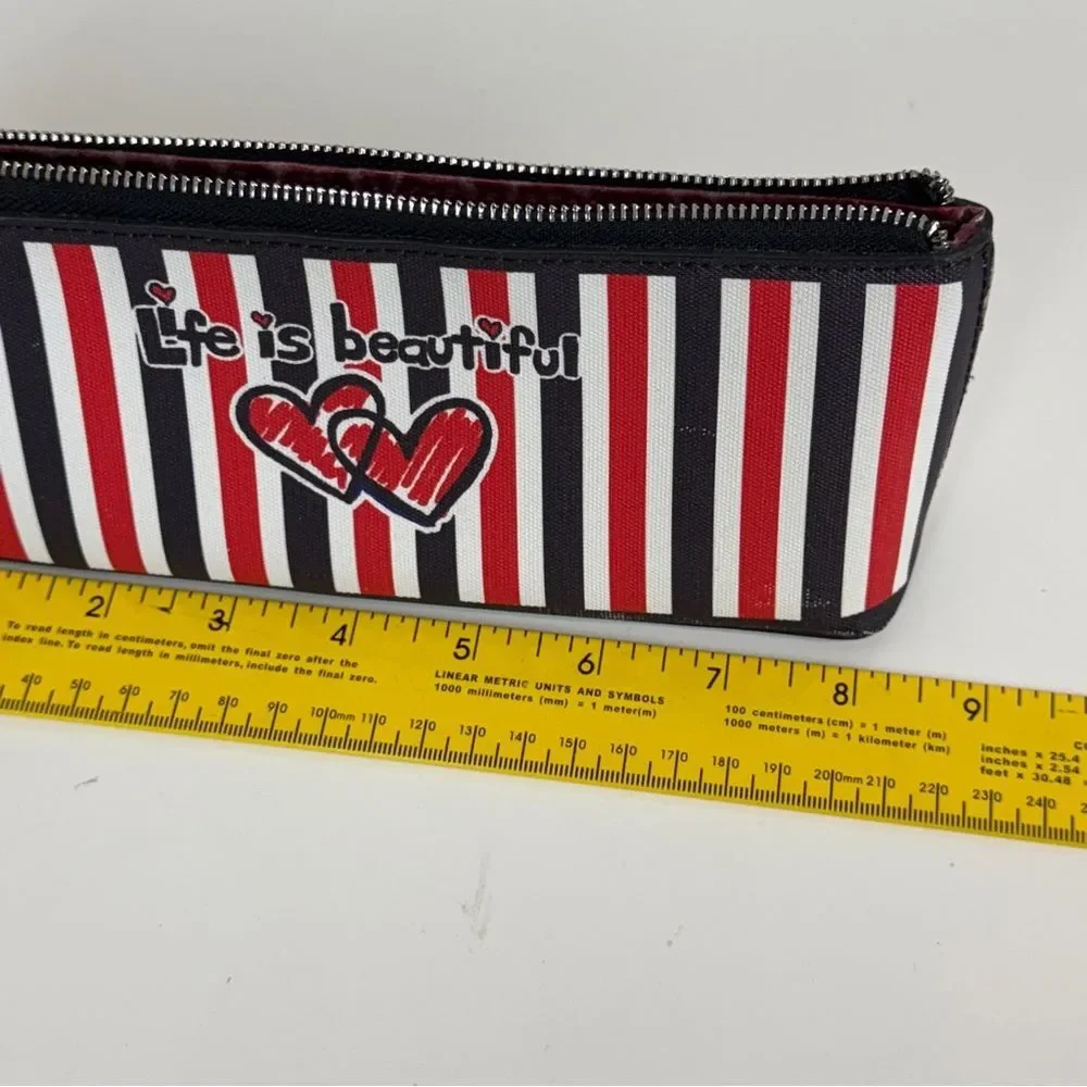 Brighton Life is Beautiful Striped Heart Cosmetics Pouch